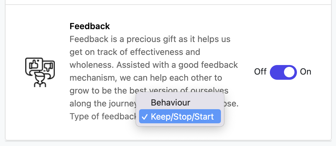 Nestr - Keep/Start/Stop feedback form